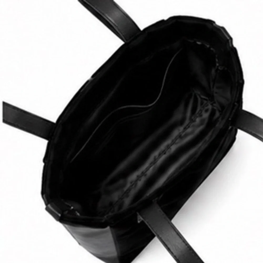 Unbranded Black Velvet Evening Tote Bag Small Purse Minimalist Zipper Goth 25-07